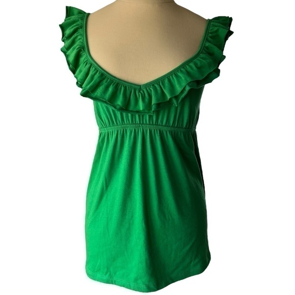 𝅺JULIE’S Closet Romantic Flutter Sleeveless Green Empire Waist Top, Size Small - Picture 2 of 8